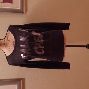 Ladies Sheer front at the top and back. Long Sleeves.